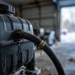 Snowblower fuel tank with cracked leaking hose