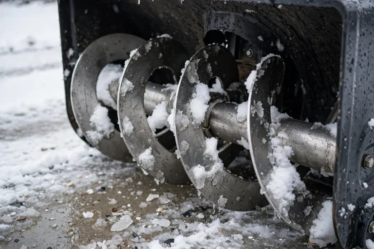 Snowblower auger housing with snow